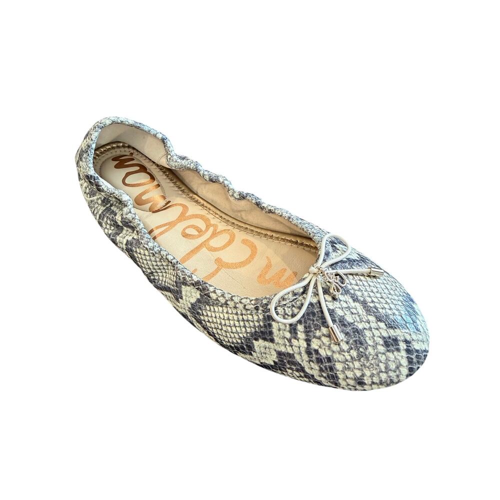 Sam Edelman Felicia Ballet Roccia Snake Print Gray Cream Size 7.5 Classic